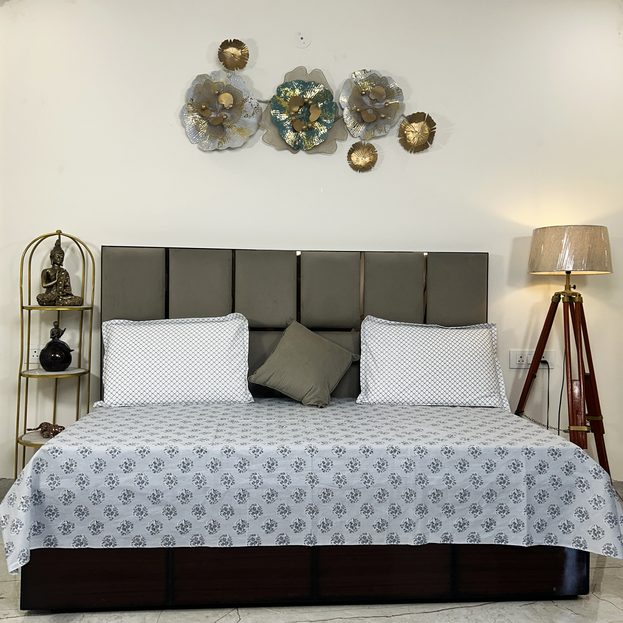 JAZKAA 6828 Single Bedsheet Set of 4 | 2 Bedsheets 150×255 cm with 2 Pillow Covers | Pure Cotton | Bedding Sets | Summer Bedsheets