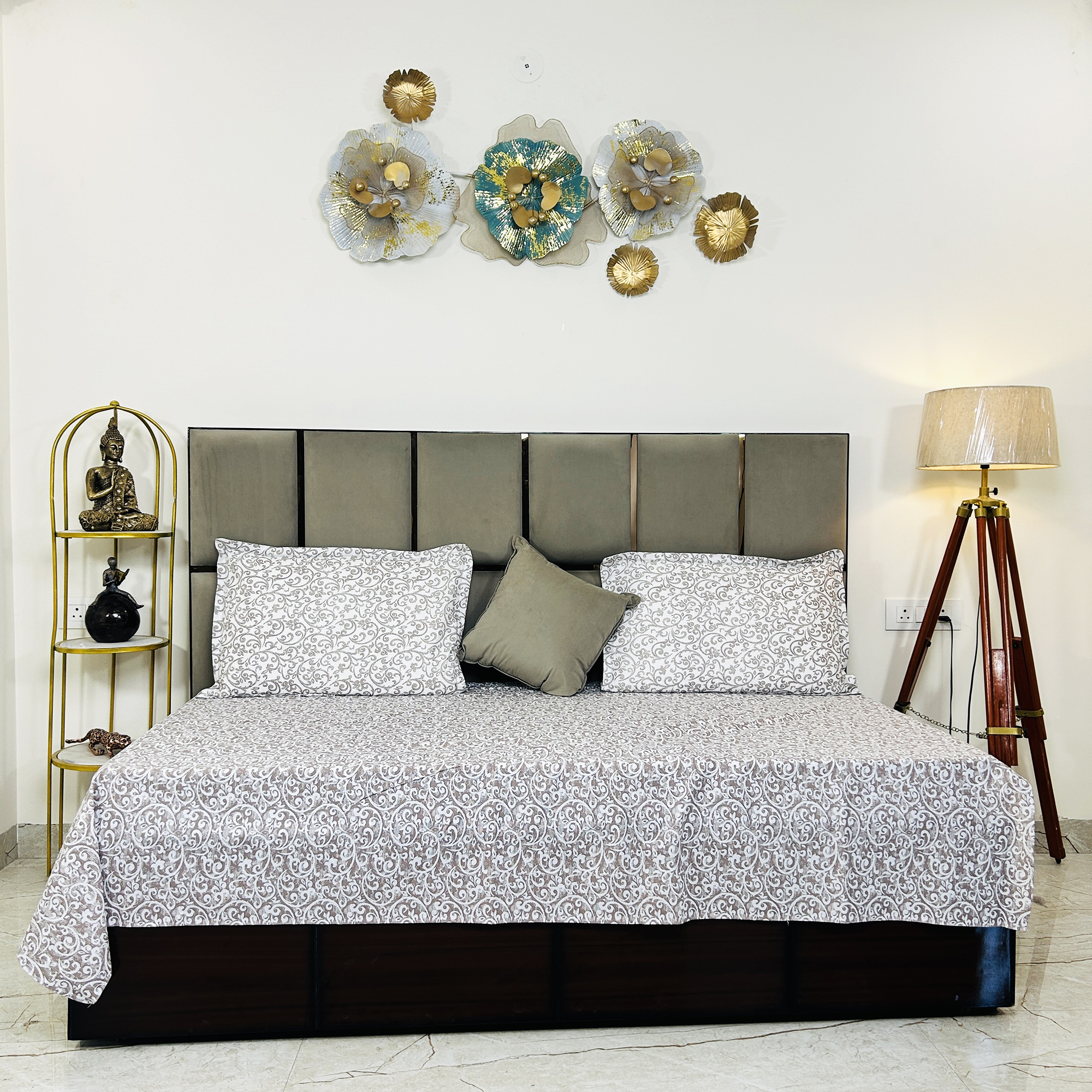 JAZKAA Single Cotton Bedsheet Set of 4 | 2 Pure Cotton Bedsheets 150x255 cm with Pillow Covers | Soft Summer Bedding Set bedsheets, bed sheets, double bed sheets, pillow cover, king size bedsheet, single bed sheets, bedding sets, queen size bedsheet, king size bedsheet