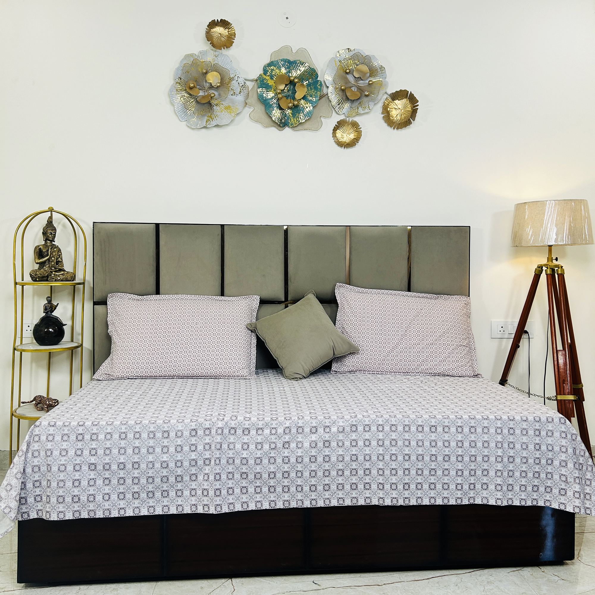 JAZKAA Single Cotton Bedsheet Set of 4 | 2 Pure Cotton Bedsheets 150x255 cm with Pillow Covers | Soft Summer Bedding Set bedsheets, bed sheets, double bed sheets, pillow cover, king size bedsheet, single bed sheets, bedding sets, queen size bedsheet, king size bedsheet