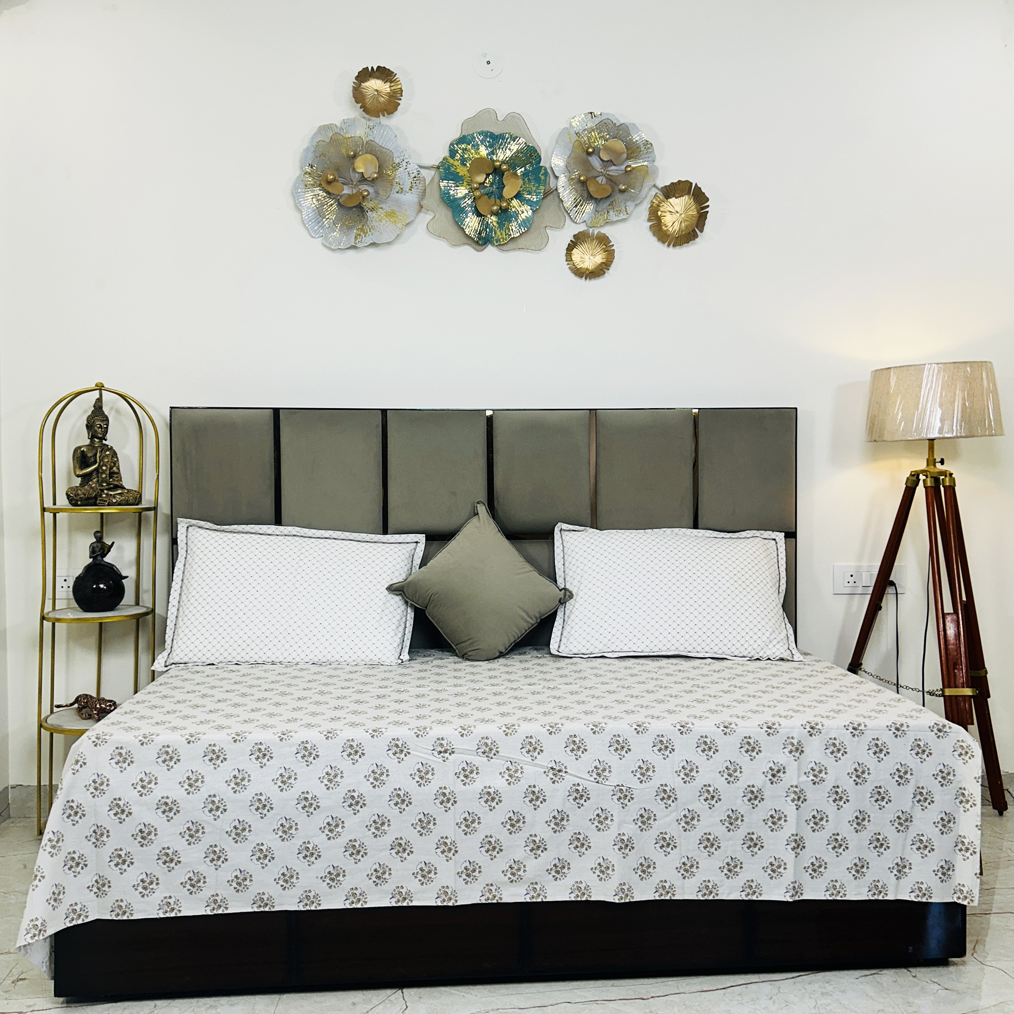 JAZKAA Single Cotton Bedsheet Set of 4 | 2 Pure Cotton Bedsheets 150x255 cm with Pillow Covers | Soft Summer Bedding Set bedsheets, bed sheets, double bed sheets, pillow cover, king size bedsheet, single bed sheets, bedding sets, queen size bedsheet, king size bedsheet