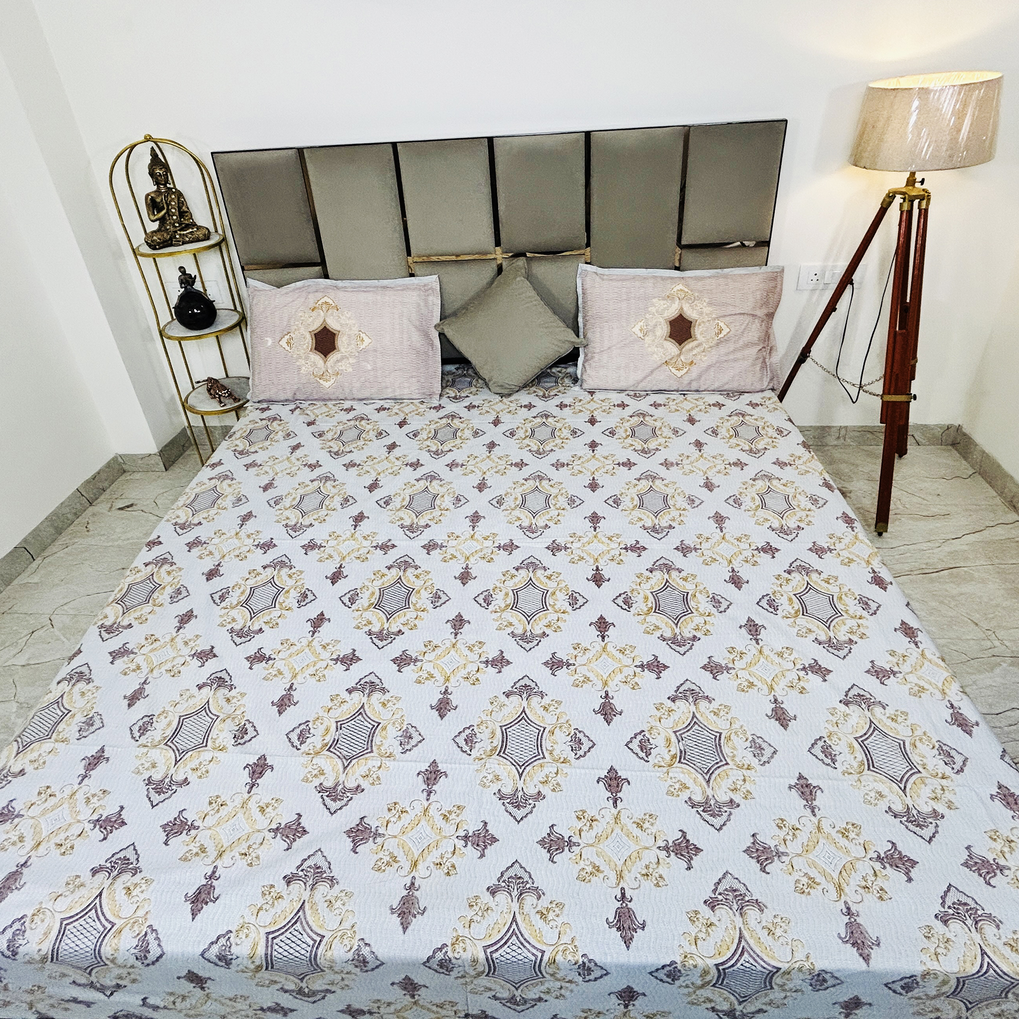 JAZKAA Queen Size 100% Pure Cotton Bedsheet with Pillow Covers | Double Bed Cotton Bedding Set | Soft Summer Bedsheet bedsheets, bed sheets, double bed sheets, pillow cover, king size bedsheet, single bed sheets, bedding sets, queen size bedsheet, king size bedsheet