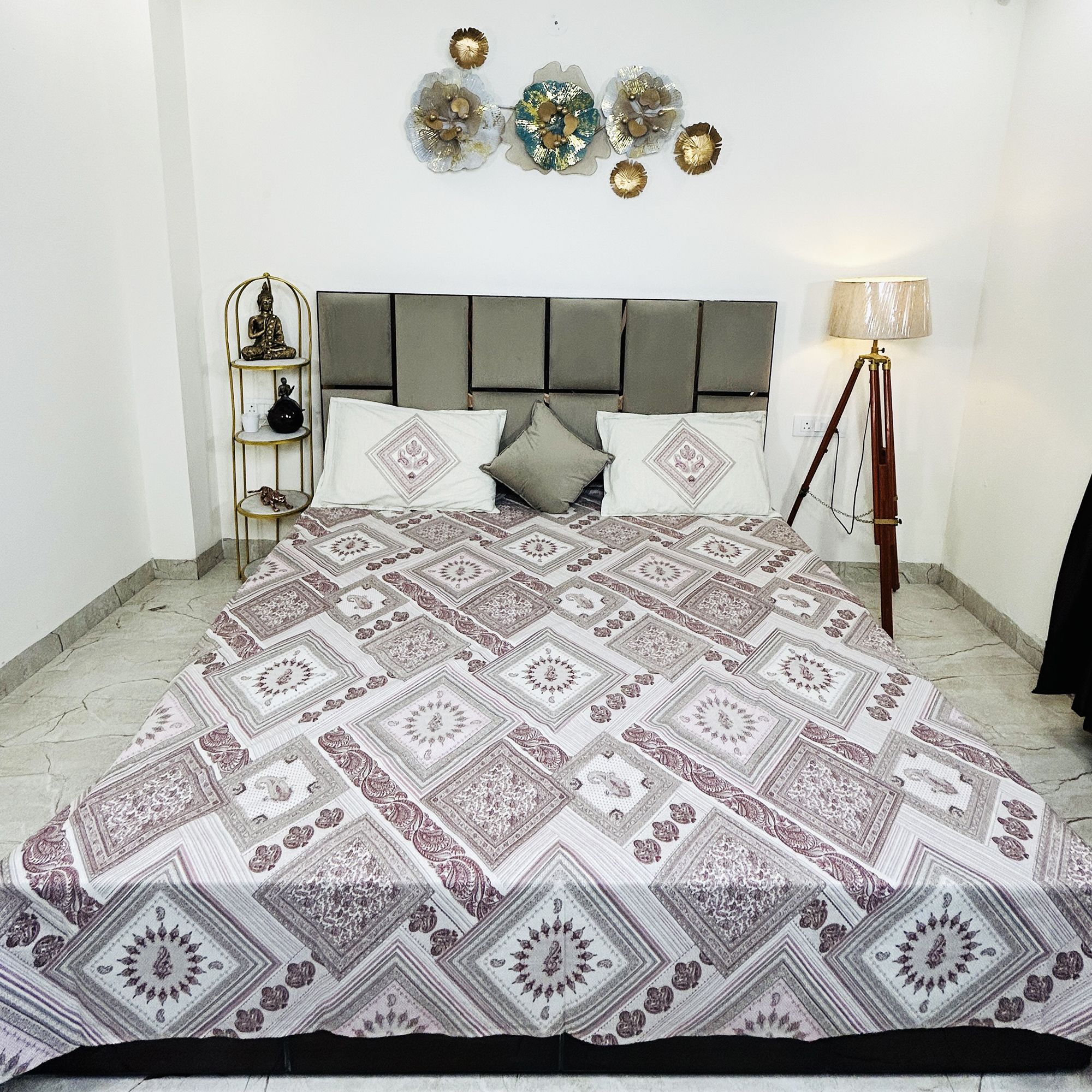 JAZKAA Queen Size 100% Pure Cotton Bedsheet with Pillow Covers | Double Bed Cotton Bedding Set | Soft Summer Bedsheet bedsheets, bed sheets, double bed sheets, pillow cover, king size bedsheet, single bed sheets, bedding sets, queen size bedsheet, king size bedsheet