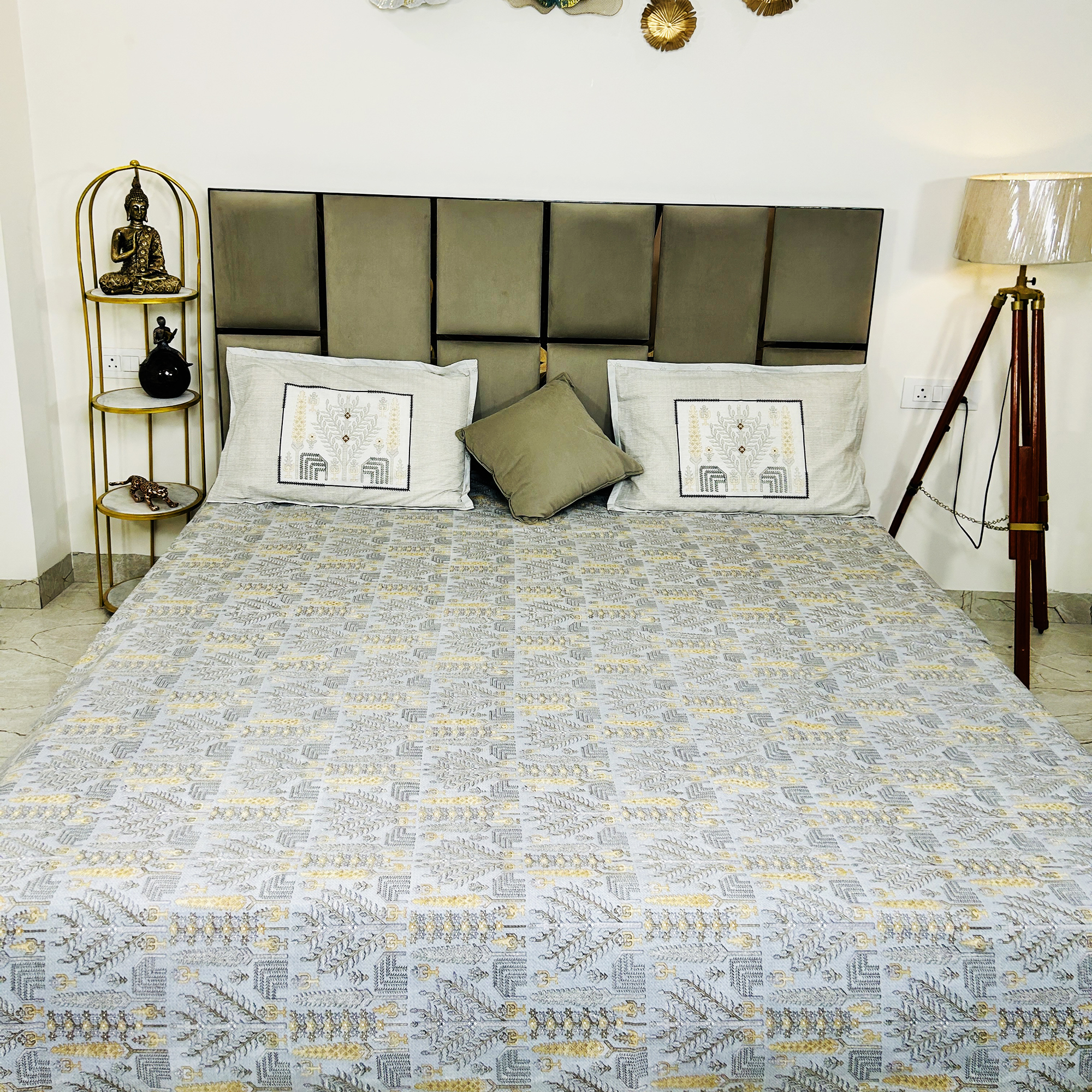 JAZKAA Queen Size 100% Pure Cotton Bedsheet with Pillow Covers | Double Bed Cotton Bedding Set | Soft Summer Bedsheet bedsheets, bed sheets, double bed sheets, pillow cover, king size bedsheet, single bed sheets, bedding sets, queen size bedsheet, king size bedsheet