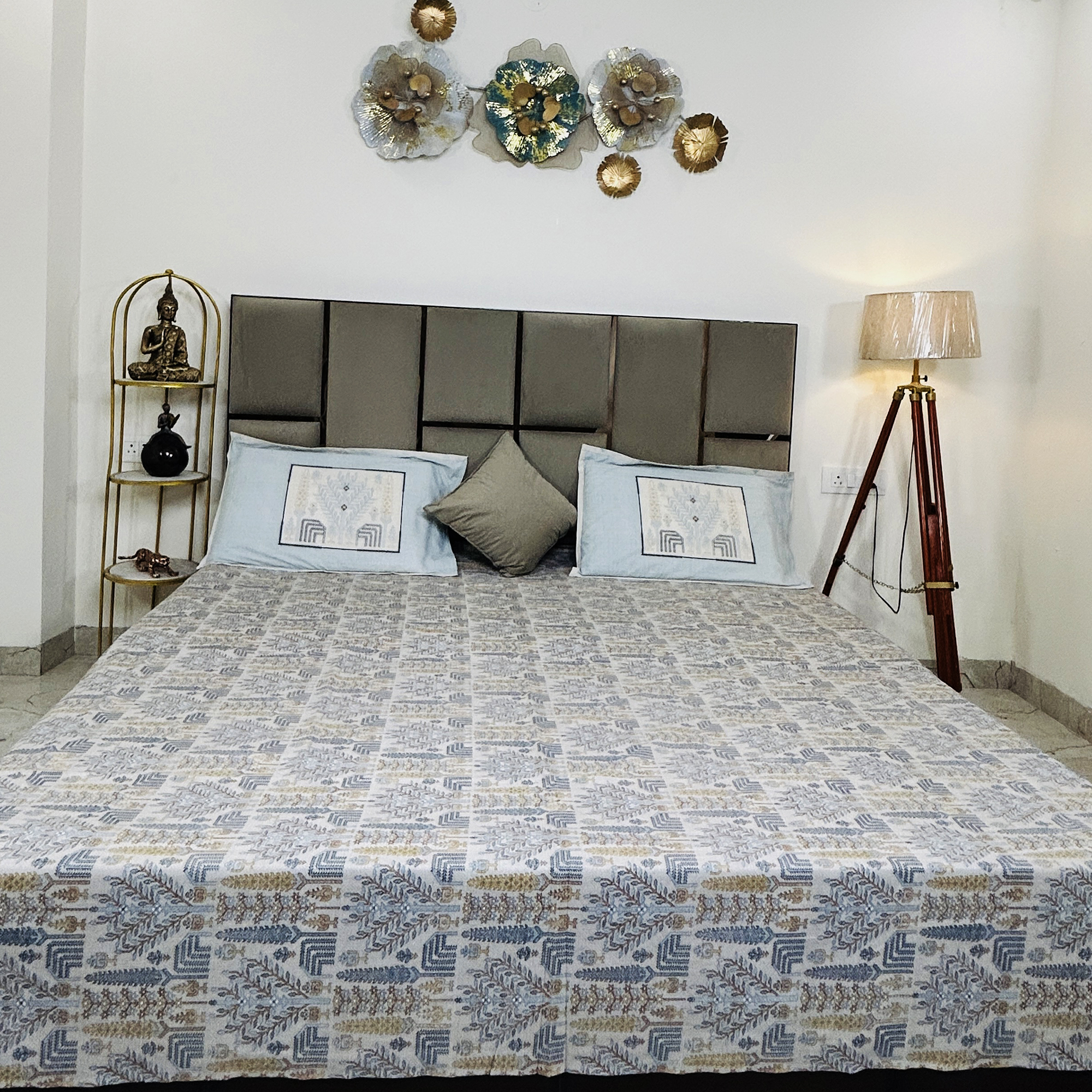 JAZKAA Queen Size 100% Pure Cotton Bedsheet with Pillow Covers | Double Bed Cotton Bedding Set | Soft Summer Bedsheet bedsheets, bed sheets, double bed sheets, pillow cover, king size bedsheet, single bed sheets, bedding sets, queen size bedsheet, king size bedsheet