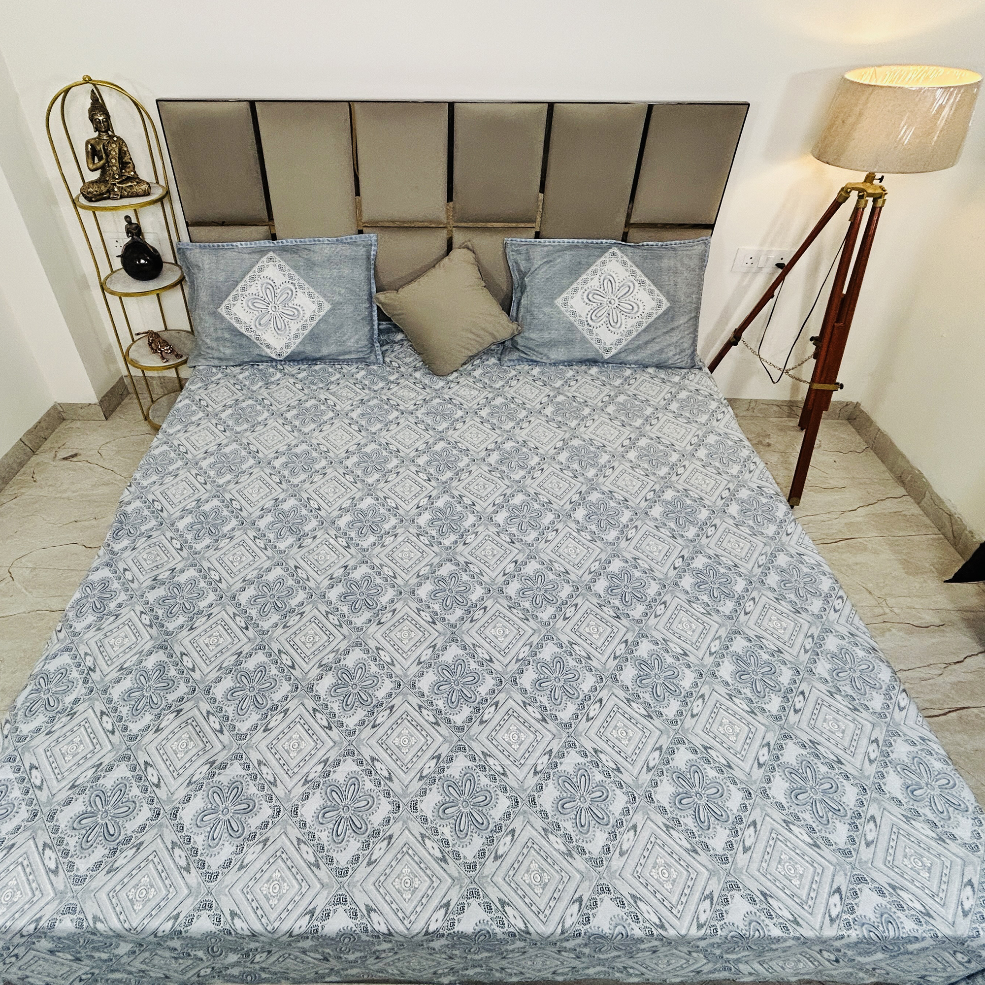 JAZKAA Queen Size 100% Pure Cotton Bedsheet with Pillow Covers | Double Bed Cotton Bedding Set | Soft Summer Bedsheet bedsheets, bed sheets, double bed sheets, pillow cover, king size bedsheet, single bed sheets, bedding sets, queen size bedsheet, king size bedsheet