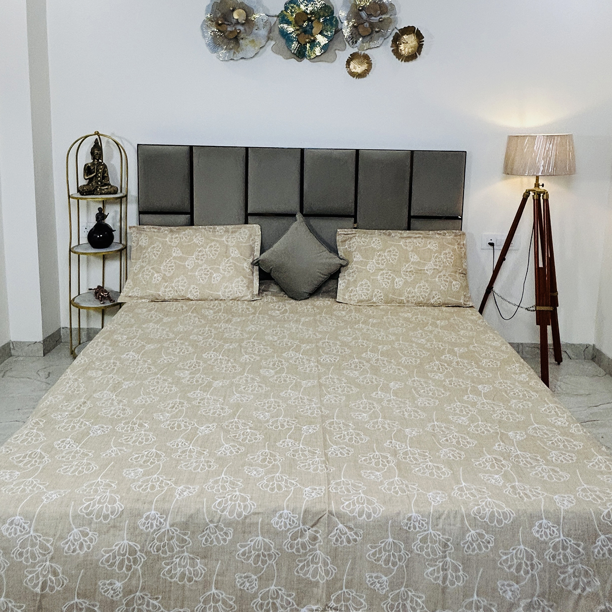 JAZKAA King Size Pure Cotton Bedsheet | Floral Print Double Bed Sheet with 2 Pillow Covers | Soft & Breathable Bedding Set bedsheets, bed sheets, double bed sheets, pillow cover, king size bedsheet, single bed sheets, bedding sets, queen size bedsheet, king size bedsheet, fitted bedsheet