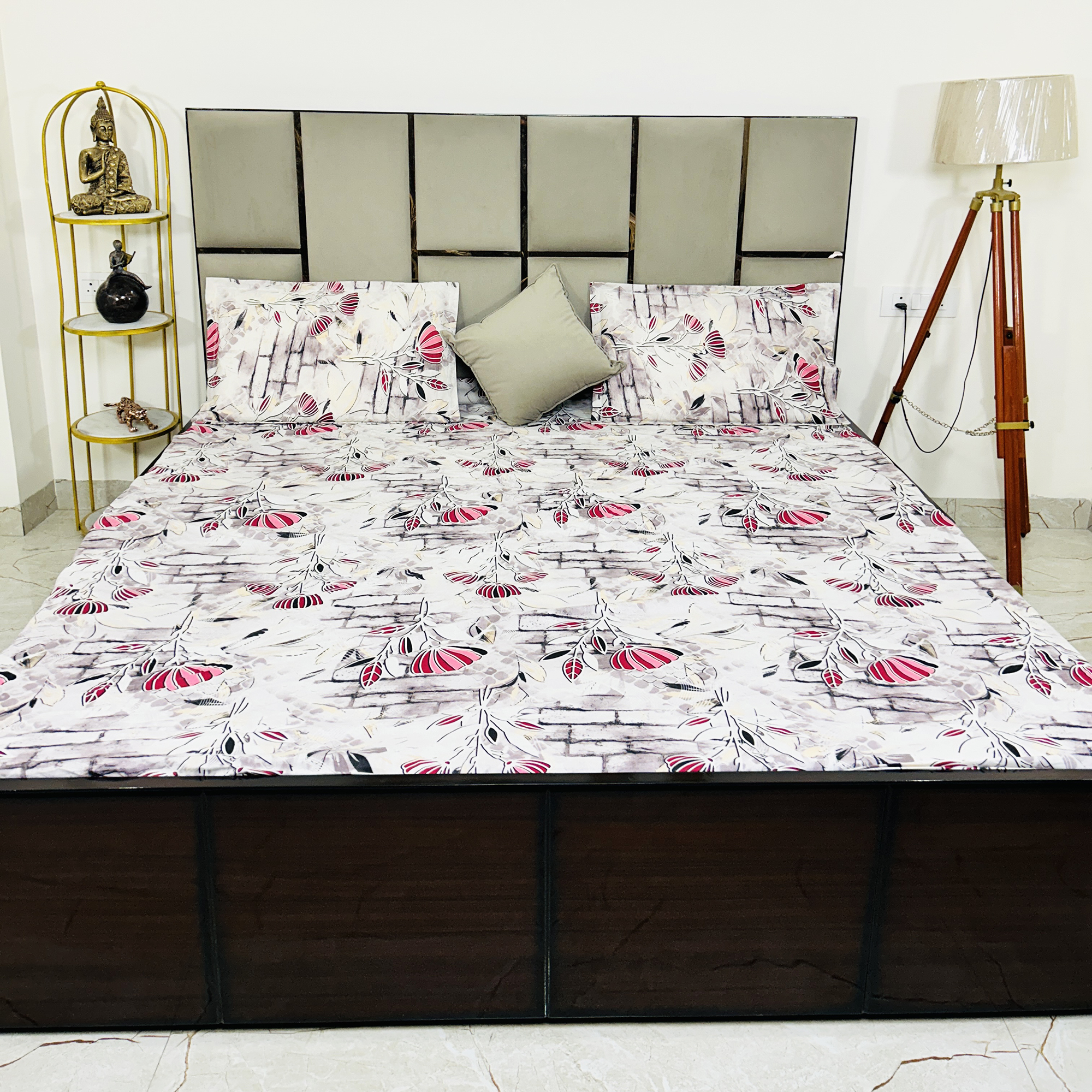 JAZKAA King Size Fitted Cotton Bedsheet | Double Bed Fitted Sheet with 2 Pillow Covers | Deep Pocket Bedding Set bedsheets, bed sheets, double bed sheets, pillow cover, king size bedsheet, single bed sheets, bedding sets, queen size bedsheet, king size bedsheet, fitted bedsheet