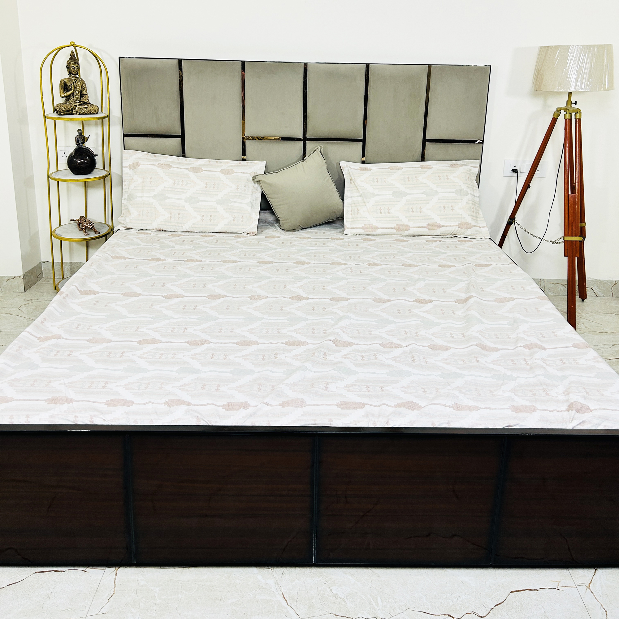 JAZKAA King Size Fitted Cotton Bedsheet | Double Bed Fitted Sheet with 2 Pillow Covers | Deep Pocket Bedding Set bedsheets, bed sheets, double bed sheets, pillow cover, king size bedsheet, single bed sheets, bedding sets, queen size bedsheet, king size bedsheet, fitted bedsheet