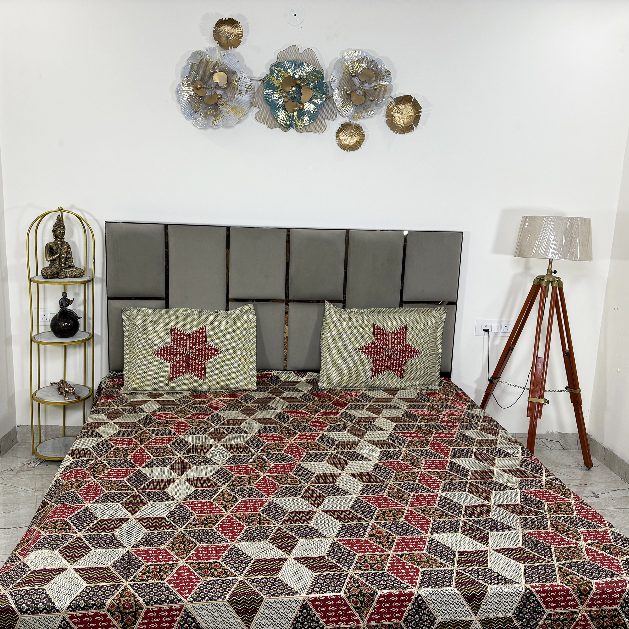 JAZKAA King Size 100% Pure Cotton Double Bedsheet with 2 Pillow Covers | 3D Design Bedding Set | Soft Summer Bedsheet bedsheets, bed sheets, double bed sheets, pillow cover, king size bedsheet, single bed sheets, bedding sets, queen size bedsheet, king size bedsheet