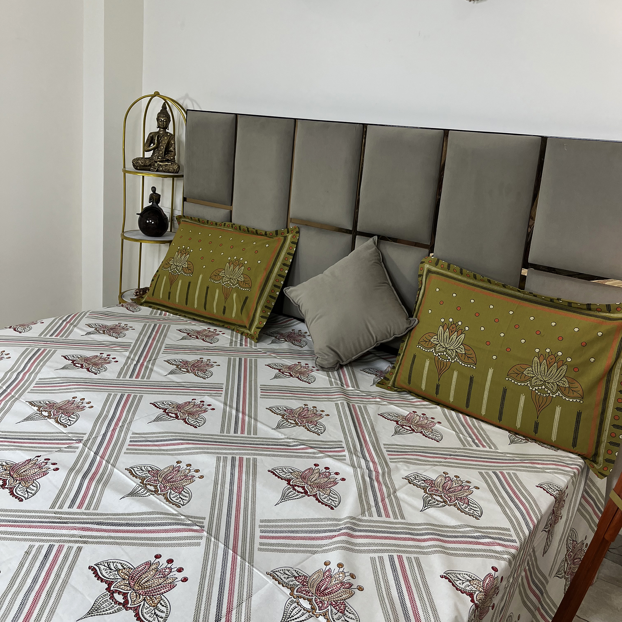 JAZKAA King Size 100% Cotton Double Bedsheet with 2 Pillow Covers | 3 Pcs Bedding Set | Soft & Breathable Summer Bedsheet bedsheets, bed sheets, double bed sheets, pillow cover, king size bedsheet, single bed sheets, bedding sets, queen size bedsheet, king size bedsheet