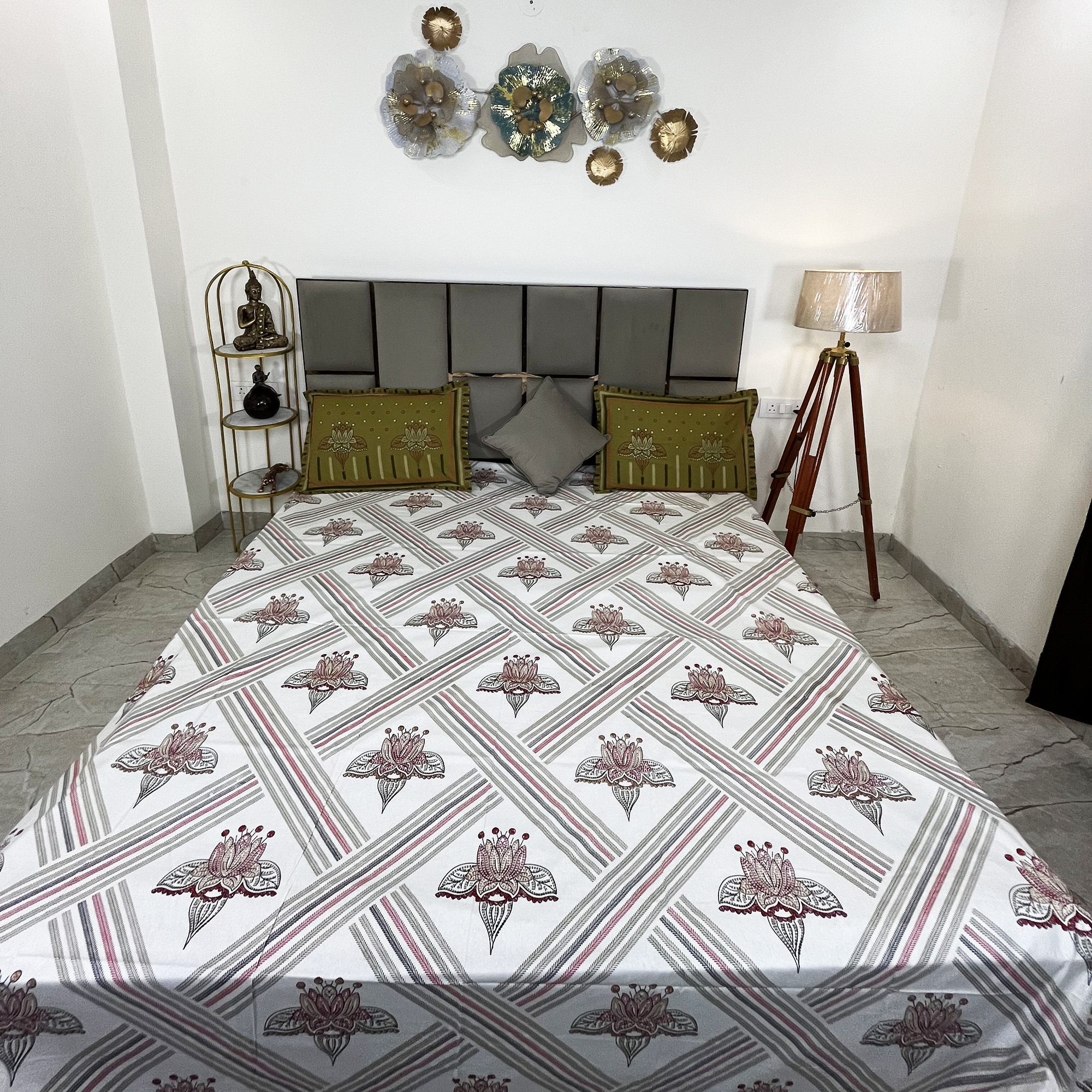 JAZKAA King Size 100% Cotton Double Bedsheet with 2 Pillow Covers | 3 Pcs Bedding Set | Soft & Breathable Summer Bedsheet bedsheets, bed sheets, double bed sheets, pillow cover, king size bedsheet, single bed sheets, bedding sets, queen size bedsheet, king size bedsheet