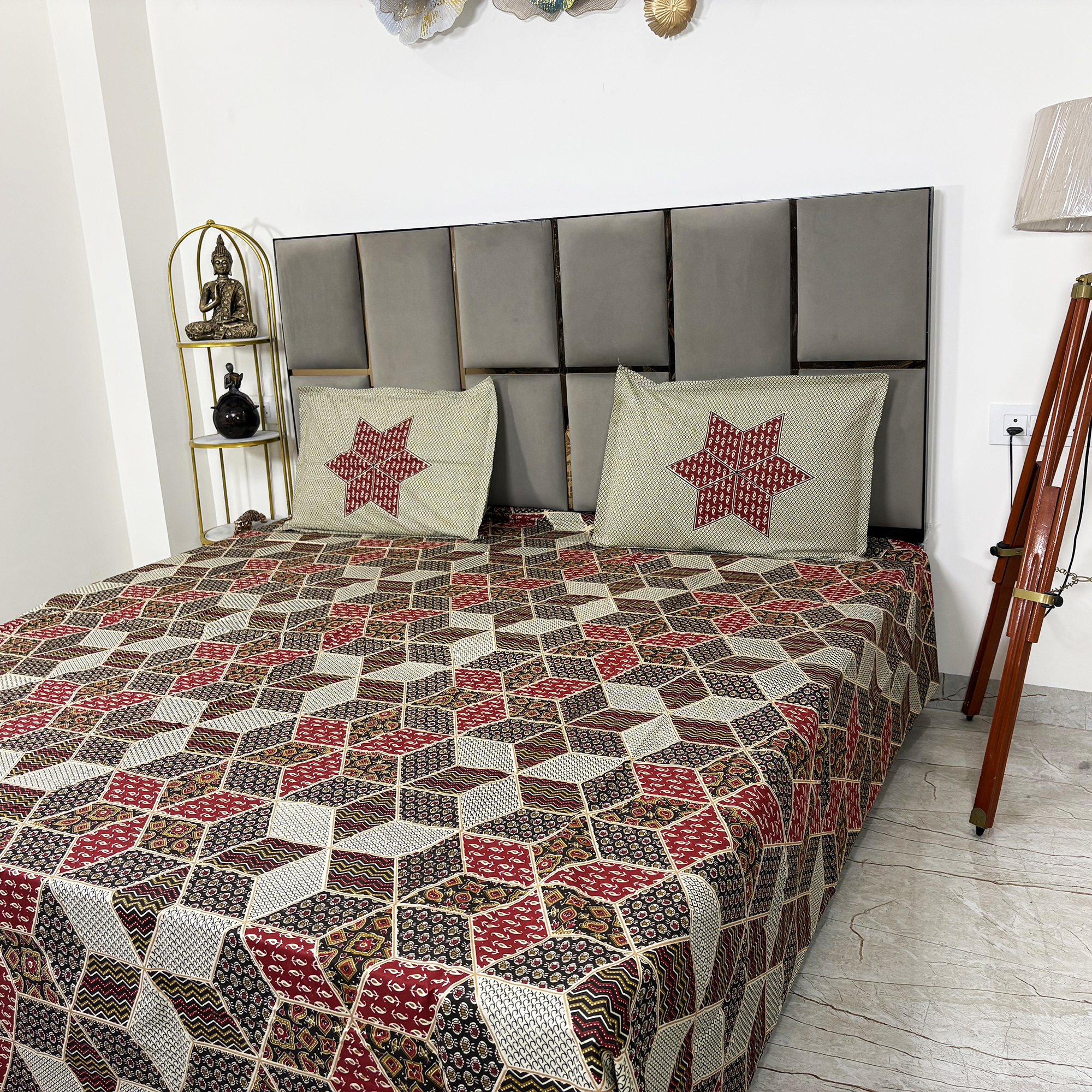 JAZKAA King Size 100% Pure Cotton Double Bedsheet with 2 Pillow Covers | 3D Design Bedding Set | Soft Summer Bedsheet bedsheets, bed sheets, double bed sheets, pillow cover, king size bedsheet, single bed sheets, bedding sets, queen size bedsheet, king size bedsheet