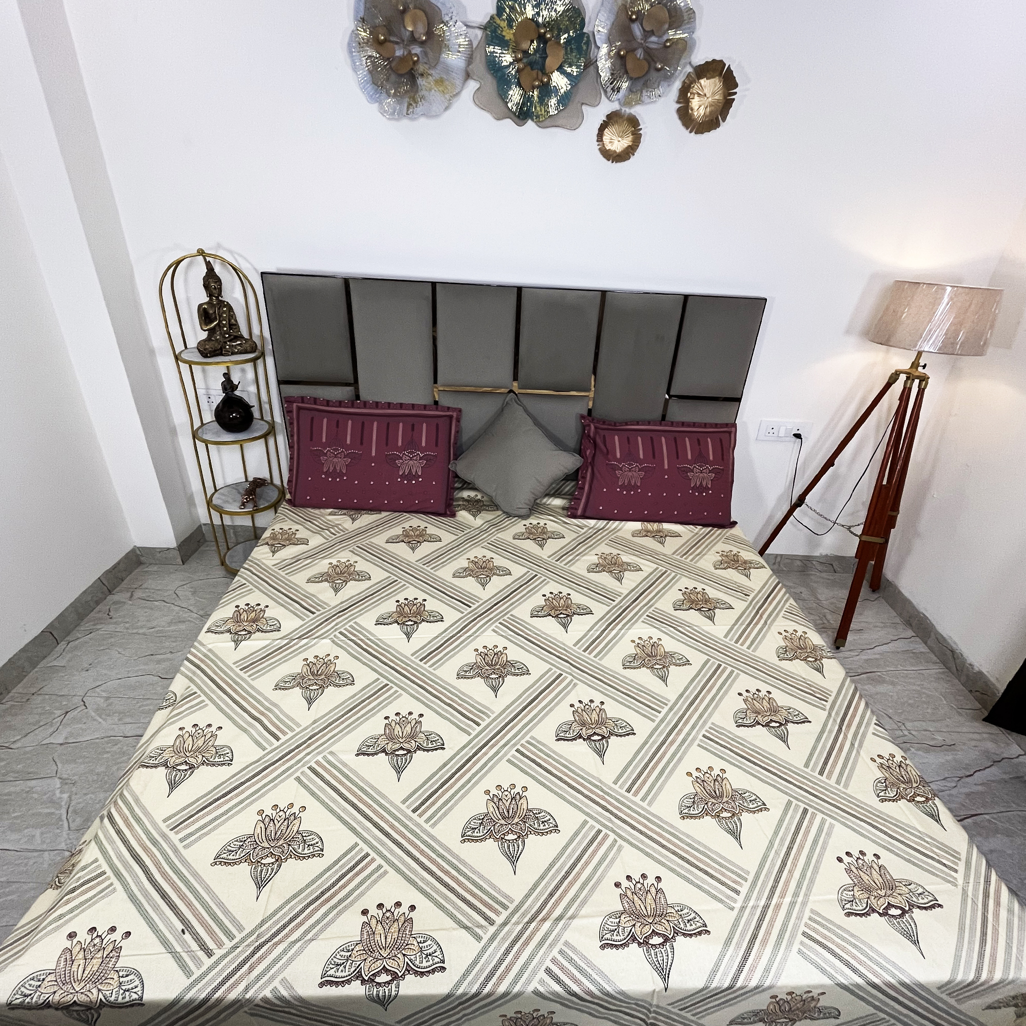 JAZKAA King Size 100% Cotton Double Bedsheet with 2 Pillow Covers | 3 Pcs Bedding Set | Soft & Breathable Summer Bedsheet bedsheets, bed sheets, double bed sheets, pillow cover, king size bedsheet, single bed sheets, bedding sets, queen size bedsheet, king size bedsheet