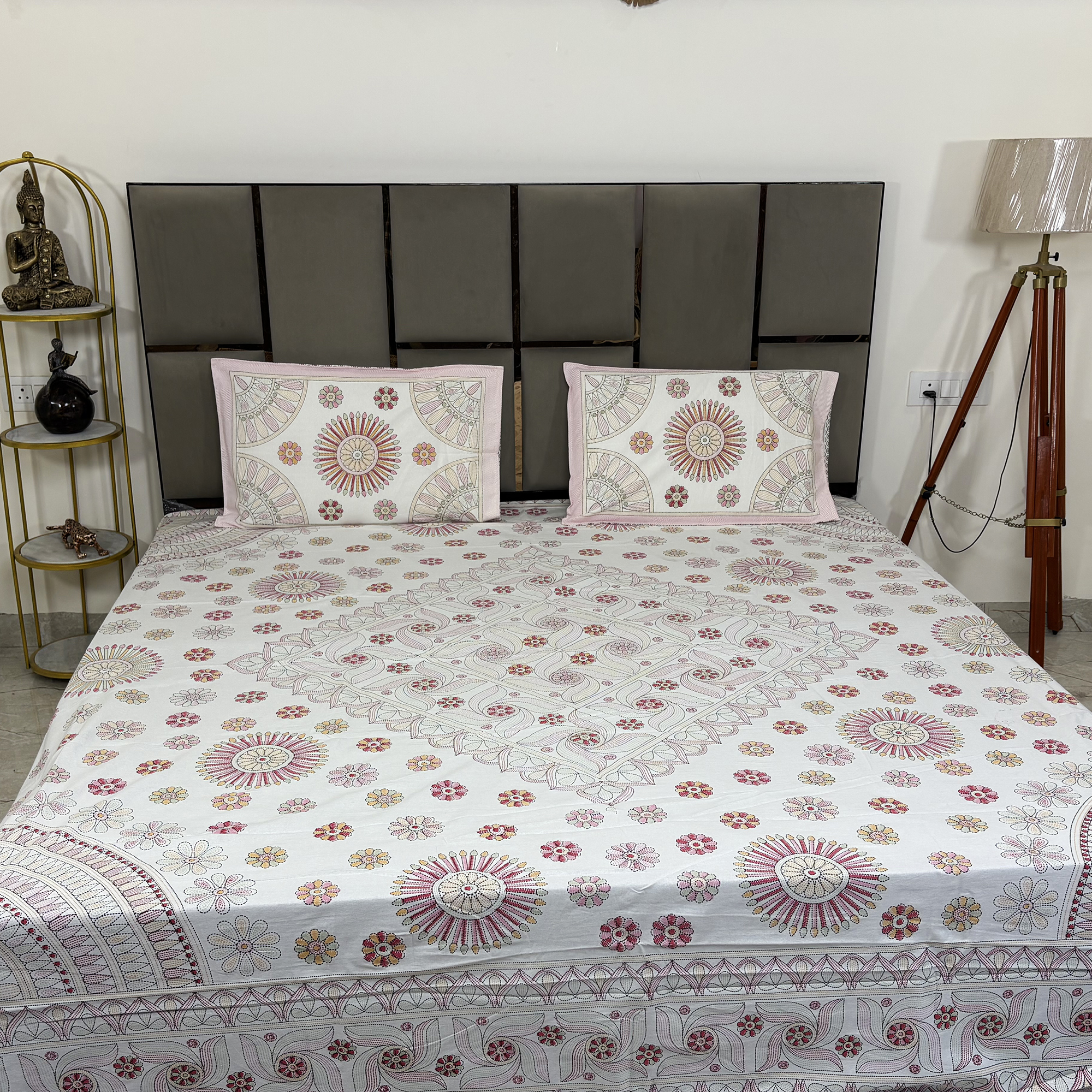 JAZKAA King Size Cotton Bedsheet | Floral Print Double Bed Sheet Set | 100% Pure Cotton with 2 Pillow Covers | Soft Bedding Set bedsheets, bed sheets, double bed sheets, pillow cover, king size bedsheet, single bed sheets, bedding sets, queen size bedsheet, king size bedsheet