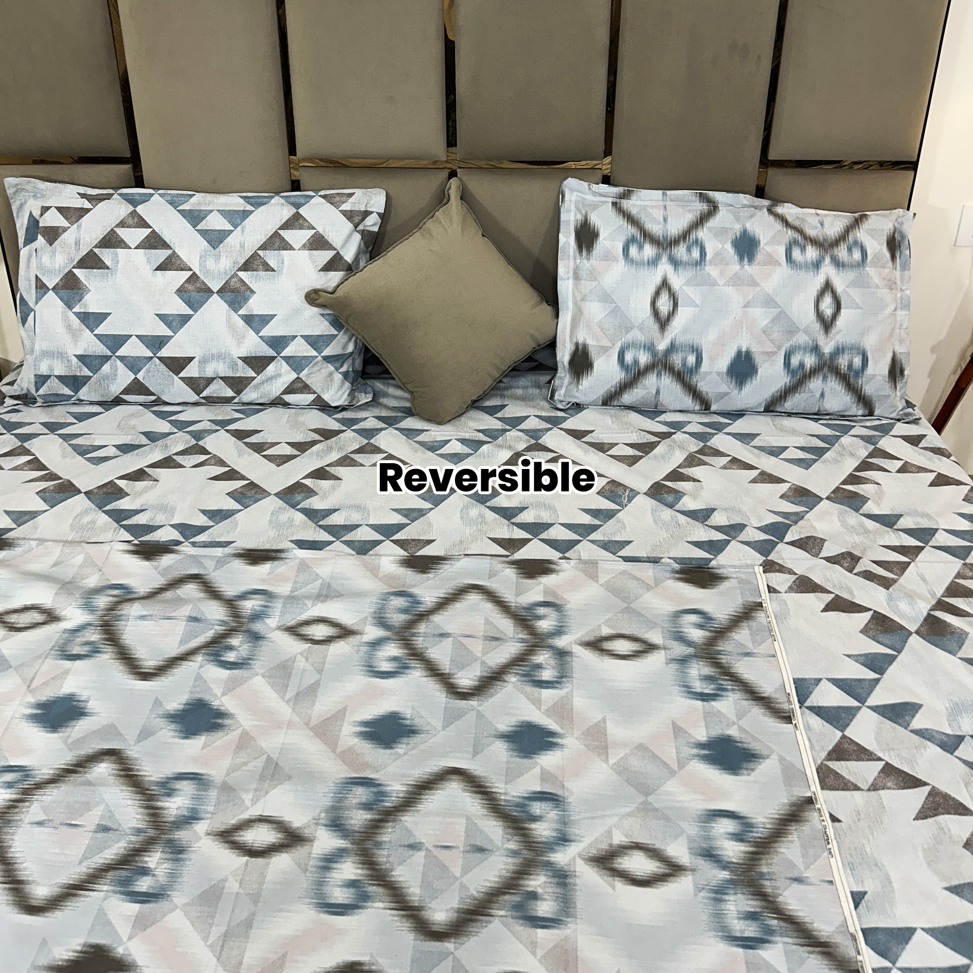 Style meets comfort! The JAZKAA Reversible King Size Cotton Bedsheet comes with 2 pillow covers – soft, breathable & perfect for your bedroom makeover.
