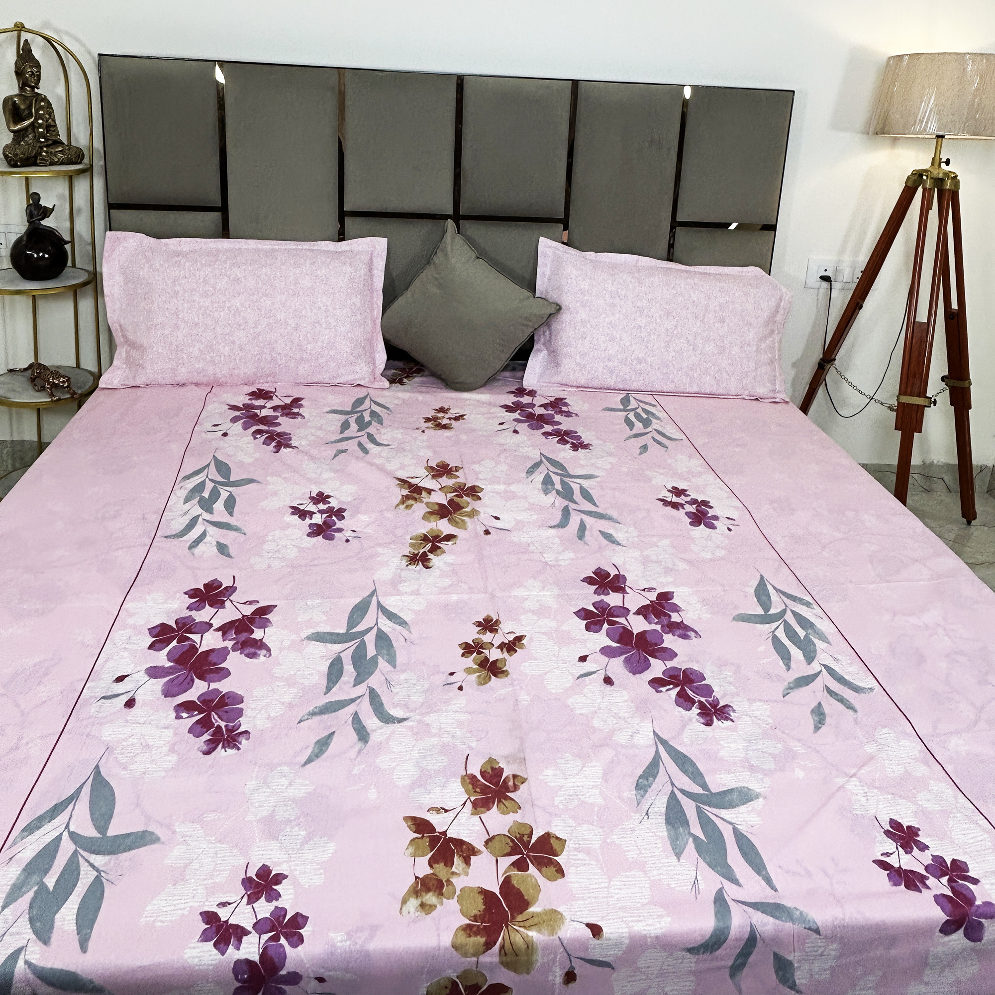 JAZKAA King Size Cotton Bedsheet | 3 Pcs Double Bed Sheet Set with Pillow Covers | Floral Print Pure Cotton Bedding Set bedsheets, bed sheets, double bed sheets, pillow cover, king size bedsheet, single bed sheets, bedding sets, queen size bedsheet, king size bedsheet