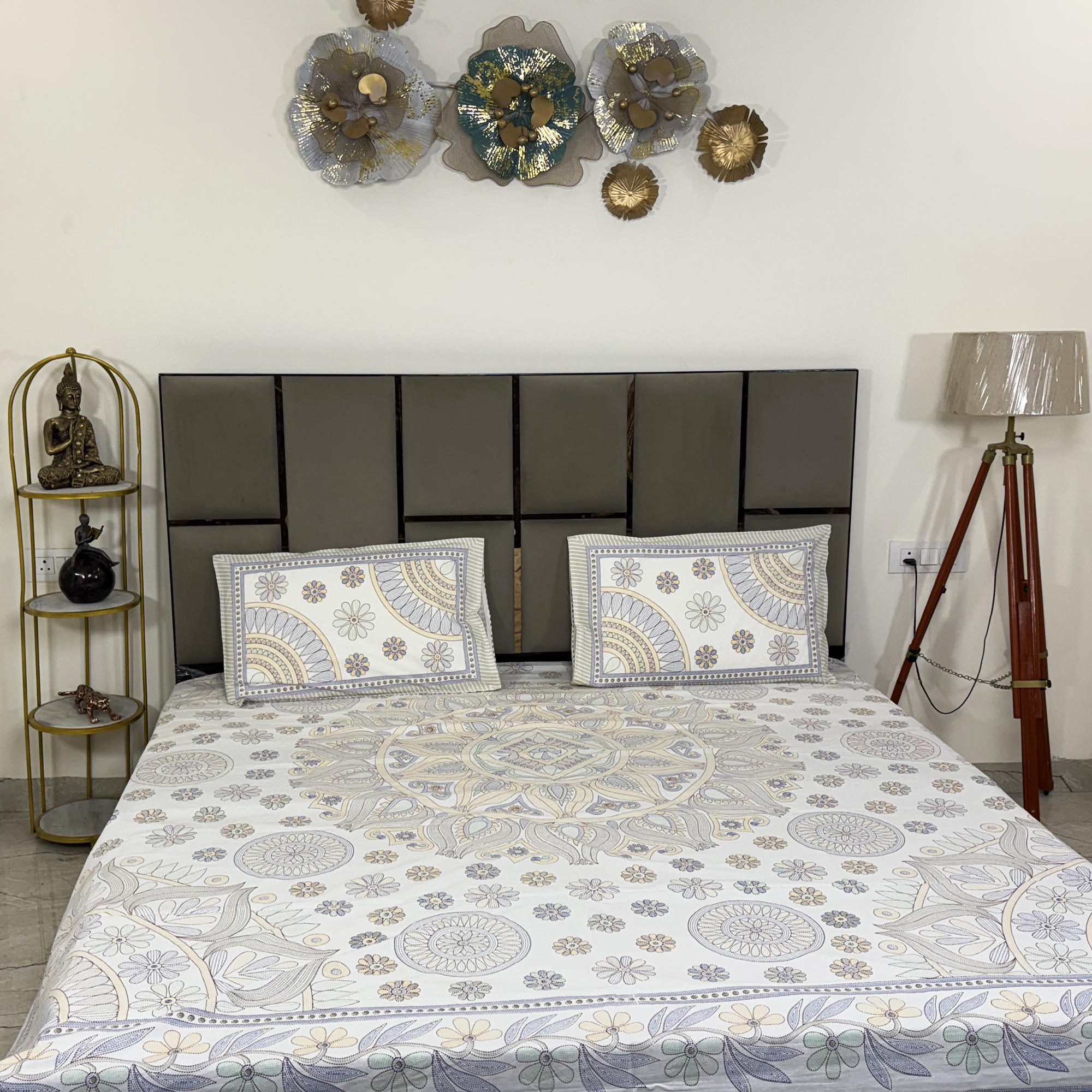 JAZKAA King Size Cotton Bedsheet | Floral Print Double Bed Sheet Set | 100% Pure Cotton with 2 Pillow Covers | Soft Bedding Set bedsheets, bed sheets, double bed sheets, pillow cover, king size bedsheet, single bed sheets, bedding sets, queen size bedsheet, king size bedsheet