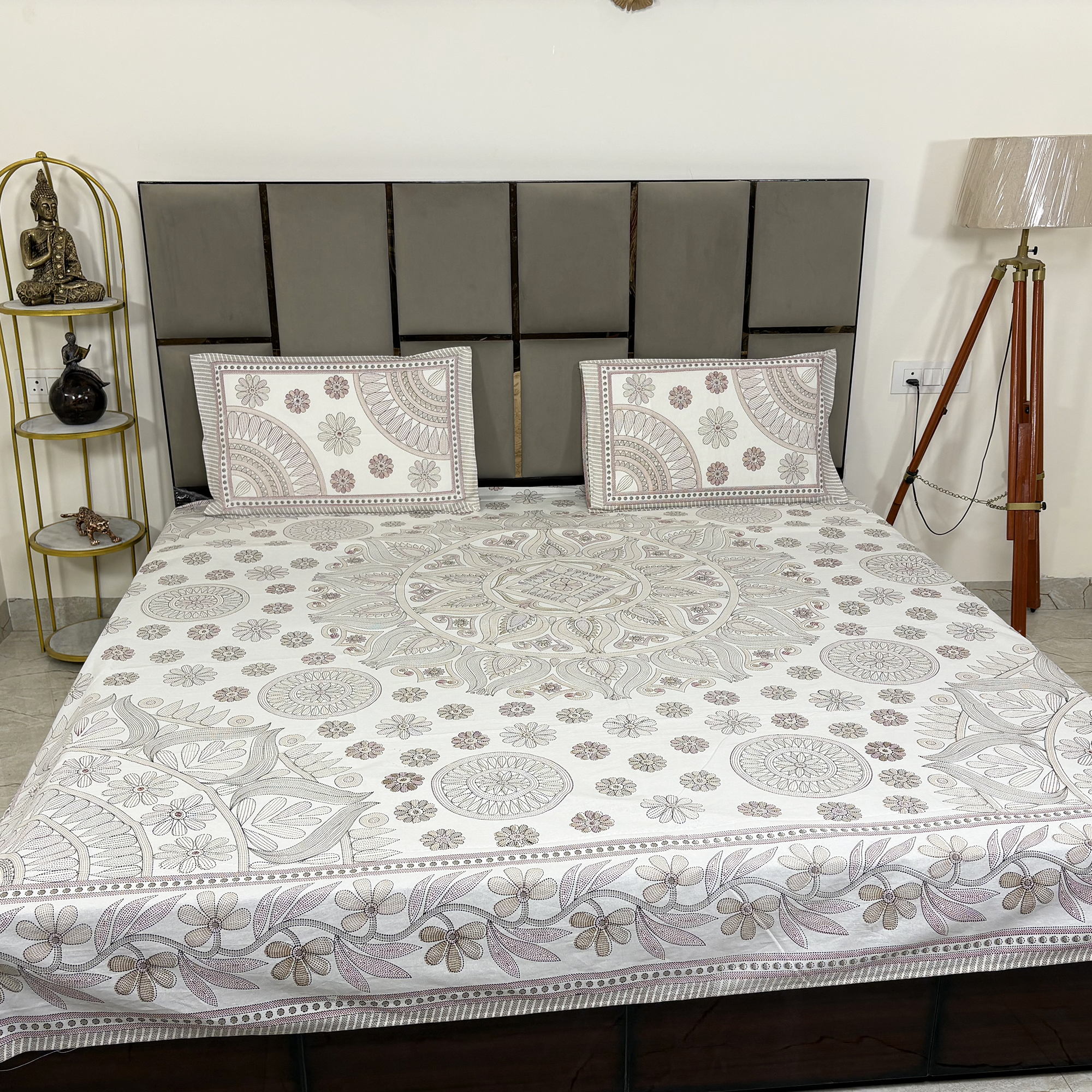 JAZKAA King Size Cotton Bedsheet | Floral Print Double Bed Sheet Set | 100% Pure Cotton with 2 Pillow Covers | Soft Bedding Set bedsheets, bed sheets, double bed sheets, pillow cover, king size bedsheet, single bed sheets, bedding sets, queen size bedsheet, king size bedsheet