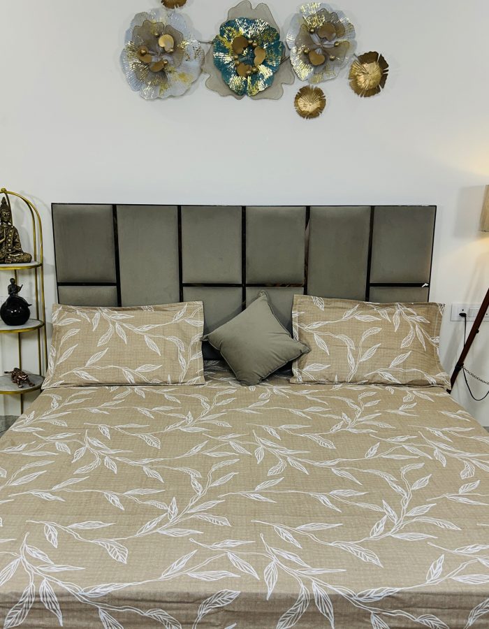 JAZKAA 6356 King Size 100% Pure Cotton Bedsheet | 275×275 cm Floral Printed Bed Sheet Set with 2 Pillow Covers | Soft & Breathable | Bedding Set