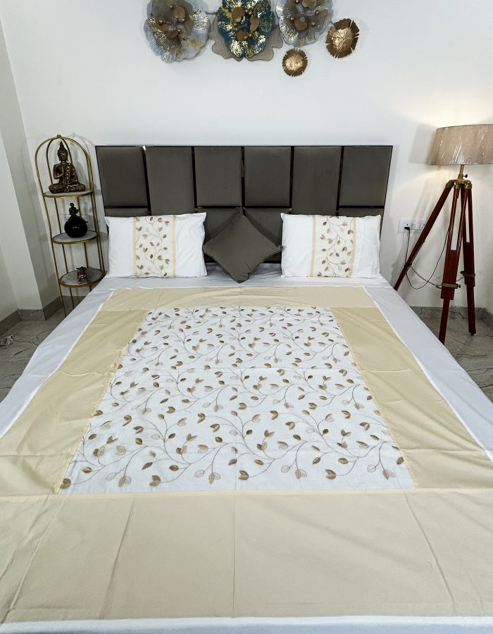 JAZKAA 459 King Size Bed Sheet | 100% Pure Cotton Double Bed Sheet 275 X 275 Cms with 2 Pillow Covers | Taditional Design, Bedding Sets, Breathable | Summer Bedsheets